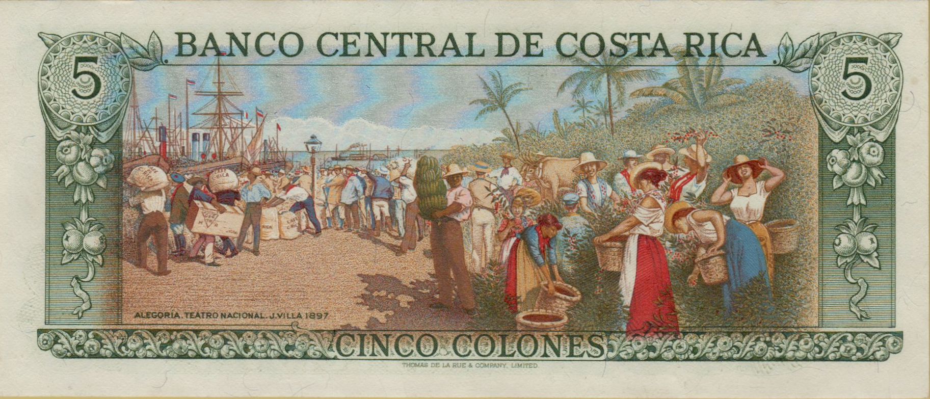 Costa Rica 5 1992 UNC P-236/e